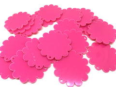 Pink 38mm Flower 2 Hole Acrylic Beads, Acrylic cut outs, acrylic blanks, Jewelry Making tassel Necklaces, wire bangle Bracelets, magenta