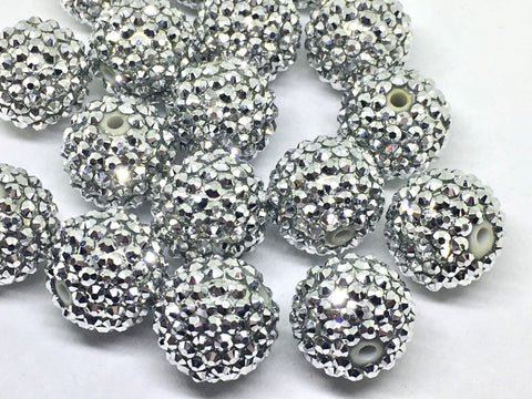 Metallic Silver 20mm Round beads, silver beads, circular beads, metallic beads, silver statement necklace, silver jewelry, large silver bead