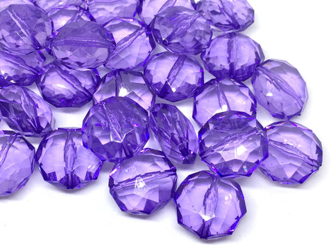 Purple Beads, 24mm Beads, faceted puffed octagon, big acrylic beads, bracelet necklace earrings, jewelry making, purple acrylic bangle bead