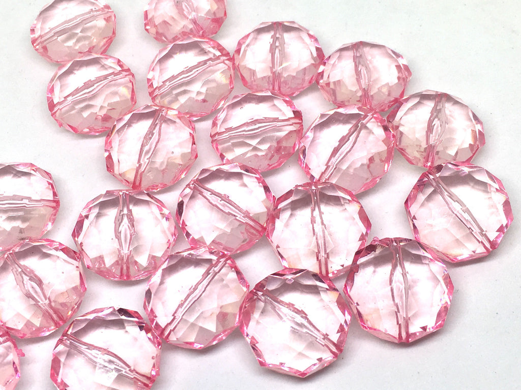 Blush Beads, 24mm Beads, faceted puffed octagon, big acrylic beads, bracelet necklace earrings, jewelry making, pink acrylic bangle bead