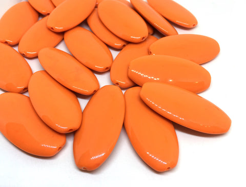 Oval Orange Large Acrylic Beads, oval 40mm beads, craft supplies, bangle bracelets or necklaces, wire bangle, orange jewelry orange necklace