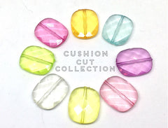 Cushion Cut Clear Beads, translucent beads, 24mm Beads, big acrylic beads, bracelet, necklace, acrylic bangle beads, faceted beads, rainbow