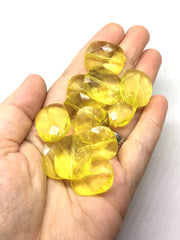 Cushion Cut Yellow Beads, translucent beads, 24mm Beads, big acrylic beads, bracelet, necklace, acrylic bangle beads, yellow faceted beads