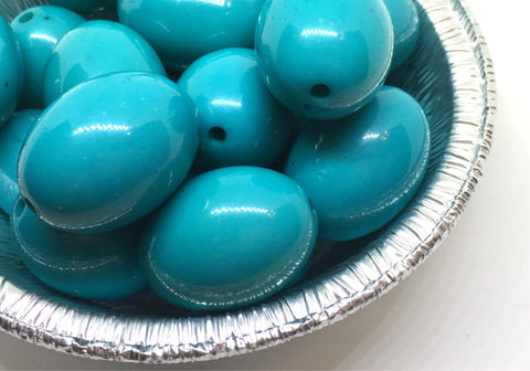 Teal Candy Beads, oval beads, 24mm Beads, big acrylic beads, bracelet necklace acrylic bangle beads, blue oval beads, turquoise jewelry