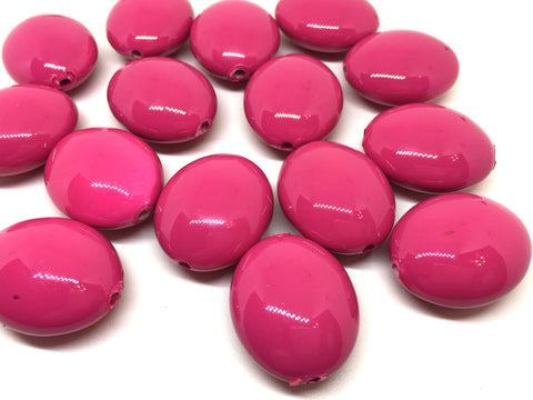 Magenta Pink 31mm acrylic beads, chunky statement necklace, wire bangle, jewelry making, Shiny QUEEN Collection, oval beads, pink necklace