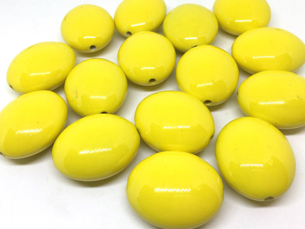 Lemon Yellow 31mm acrylic beads, chunky statement necklace, wire bangle, jewelry making, QUEEN Collection, oval beads, large yellow acrylic