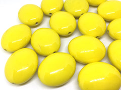 Lemon Yellow 31mm acrylic beads, chunky statement necklace, wire bangle, jewelry making, QUEEN Collection, oval beads, large yellow acrylic