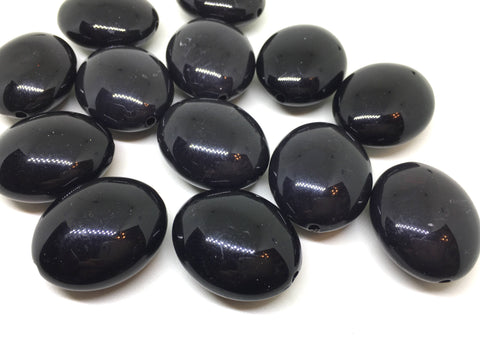 Black shiny 31mm acrylic beads, chunky statement necklace, wire bangle, jewelry making, QUEEN Collection, oval beads, large black beaded