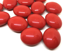Shiny Red 31mm acrylic beads, chunky statement necklace, wire bangle, jewelry making, QUEEN Collection, oval beads, large red bead necklace