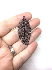 Leaf Laser Cut Silver Mirror Metal Tassel Necklace Connector Pendant, earring Filigree, silver jewelry, long pendant statement necklace