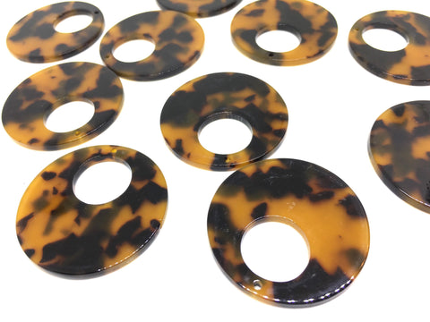 Tortoise Shell Acrylic Blanks Cutout, Circle blanks, earring bead jewelry making, 35mm circle jewelry, 1 Hole circle bangle, brown pendant