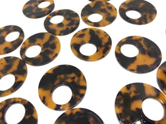 Tortoise Shell Acrylic Blanks Cutout, Circle blanks, earring bead jewelry making, 35mm circle jewelry, 1 Hole circle bangle, brown pendant