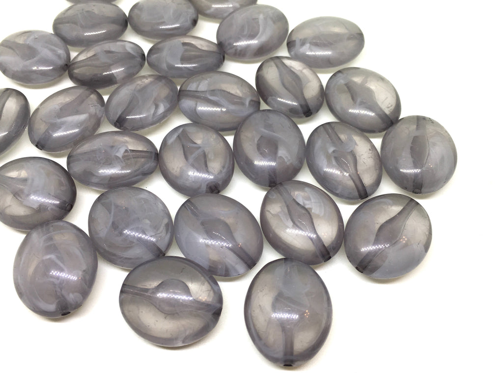 Gray Oval Beads, 25mm Chunky Beads, big acrylic beads, bracelet necklace earrings, jewelry making, acrylic bangle bead, gray beads