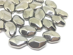 Silver Mirror Beads, 29mm Beads, Faceted Nugget Beads, silver beads, metallic silver beads, silver bangle, silver beaded jewelry necklace