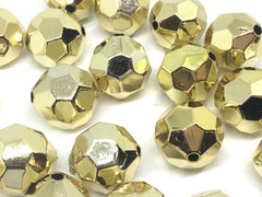 20mm GOLD Beads, Faceted Metallic Circle Beads, big acrylic beads, bracelet necklace earrings, jewelry making, acrylic beads, bubblegum bead