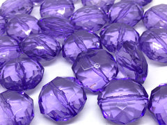 Purple Beads, 24mm Beads, faceted puffed octagon, big acrylic beads, bracelet necklace earrings, jewelry making, purple acrylic bangle bead