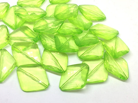 Lime Green Beads, Diamond Translucent , 31mm Beads, big acrylic beads, bracelet necklace earrings, jewelry making, acrylic bangle beads