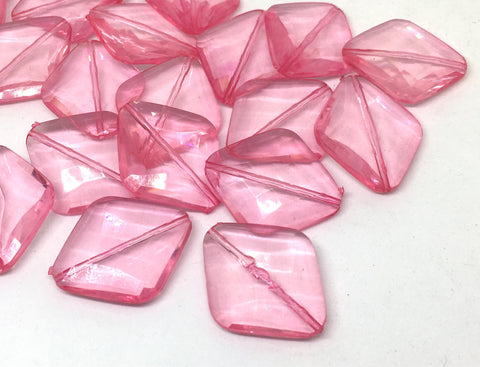 Blush Pink Beads, Diamond Translucent, 31mm Beads, big acrylic beads, bracelet necklace earrings, jewelry making, acrylic bangle beads resin