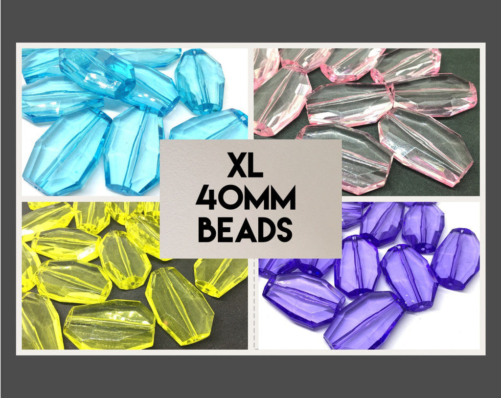 XL rainbow faceted beads, acrylic beads jewelry making, 40mm beads, chunky rainbow beads, translucent beads, wire bangles or bracelet