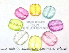 Cushion Cut Pink Beads, translucent beads, 24mm Beads, big acrylic beads, bracelet, necklace, acrylic bangle beads, magenta faceted beads