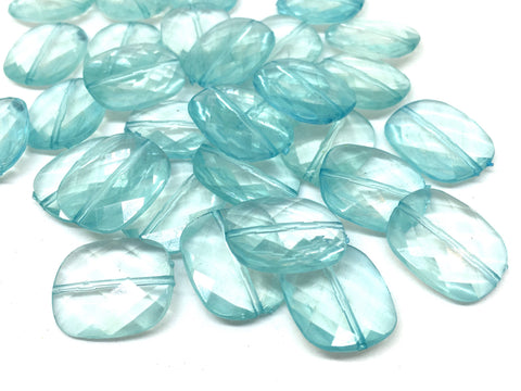 Cushion Cut Blue Beads, translucent beads, 24mm Beads, big acrylic beads, bracelet, necklace, acrylic bangle beads, baby blue faceted beads