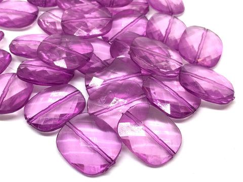 Cushion Cut Purple Beads, translucent beads, 24mm Beads, big acrylic beads, bracelet, necklace, acrylic bangle beads, purple faceted beads