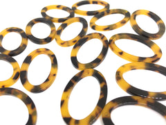 Tortoise Shell Beads, oval shape acrylic 34mm Long Earring or Necklace pendant bead, one hole at top, colorful acrylic tortoise shell, brown