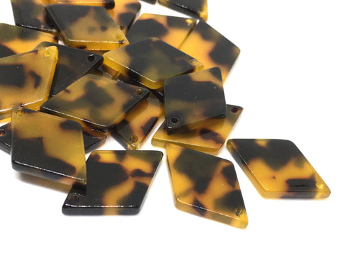 Tortoise Shell Acrylic Blanks Cutout, diamond blanks, earring bead jewelry making, 20mm diamond jewelry, 1 Hole bangle single hole earring