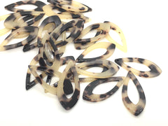 Skinny Blonde Tortoise Shell Beads, Teardrop shape acrylic 36mm Long Earring Necklace pendant bead, one hole at top, acrylic tortoise shell