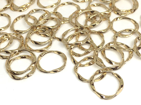 18mm Gold twisted circles, bracelet necklace earrings, jewelry making, geometric earrings, minimalist blanks, simple gold jewelry