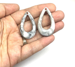 40mm teardrop earrings with 1 hole, teardrop pendant necklace, acrylic teardrop blanks, white black earrings, resin earrings, gray earrings