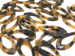 Skinny Tortoise Shell Beads, Teardrop shape acrylic 36mm Long Earring Necklace pendant bead one hole at top, resin lucite tortoise shell