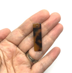 Skinny Tortoise Shell Beads, Rectangle acrylic 35mm Long Earring Necklace pendant bead one hole at top, resin lucite tortoise shell