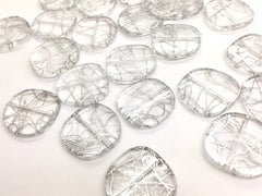 Silver painted circle Translucent Beads, crystal bead, 30mm bead, translucent beads, bangle beads, round circular beads, resin beads lucite