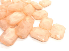 Peach creamy rectangle 32mm big acrylic beads, pink chunky craft supplies, peach bangle, jewelry making, statement necklace, coral