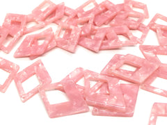 Bubblegum Pink Tortoise Shell Beads, Diamond shape acrylic 37mm Long Earring or Necklace pendant bead, one hole at top, acrylic tortoise she
