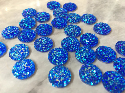 12mm Druzy Cabochons, Royal Blue SPARKLE, jewelry making kit, earring set, diy jewelry, druzy studs, 12mm Druzy cabochon, blue stud earrings