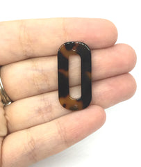 Tortoise Shell Beads, oval shape acrylic 31mm Long Earring or Necklace pendant bead, two hole pendant, acrylic tortoise shell, brown pendant