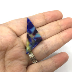 Triangle Blue Mermaid Tortoise Shell Acrylic Blanks Cutout, earring pendant jewelry making, 42mm earrings jewelry, 1 Hole earring blank