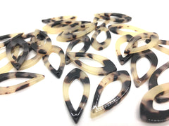 Skinny Blonde Tortoise Shell Beads, Teardrop shape acrylic 36mm Long Earring Necklace pendant bead, one hole at top, acrylic tortoise shell