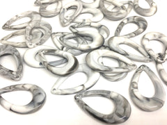 40mm teardrop earrings with 1 hole, teardrop pendant necklace, acrylic teardrop blanks, white black earrings, resin earrings, gray earrings