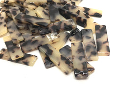 Skinny Tortoise Shell Beads, Rectangle acrylic 35mm Long Earring Necklace pendant bead one hole at top, resin lucite tortoise shell
