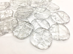 Silver painted circle Translucent Beads, crystal bead, 30mm bead, translucent beads, bangle beads, round circular beads, resin beads lucite