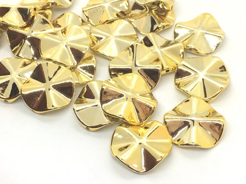 Gold Mirror wavy circle Translucent Beads, gold bead, 28mm bead, mirror beads, bangle beads, round circular resin beads lucite