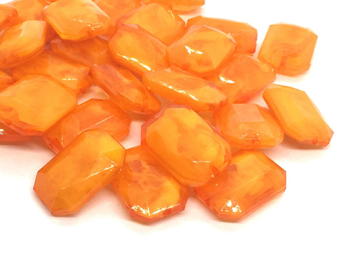 Orange creamy rectangle 32mm big acrylic beads, blue chunky craft supplies, orange bangle, jewelry making, Florida statement necklace