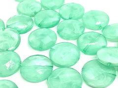 Mint Faceted Puffed Circle Bead, round green Bead, Bangle or Jewelry Making, bangle beads, green jewelry, mint green beads, light green bead