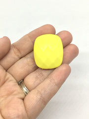 Yellow Faceted Puffed Oval 31mm Bead, Oval yellow Bead, Bangle or Jewelry Making, bangle beads, yellow jewelry, yellow beads, yellow necklac