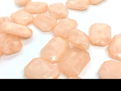 Peach creamy rectangle 32mm big acrylic beads, pink chunky craft supplies, peach bangle, jewelry making, statement necklace, coral