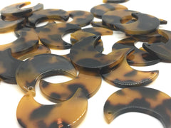 Tortoise Shell Acrylic Blanks Cutout, Crescent Moon blanks, earring bead jewelry making, 30mm jewelry, 1 Hole circle bangle single hole