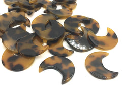 Tortoise Shell Acrylic Blanks Cutout, Crescent Moon blanks, earring bead jewelry making, 30mm jewelry, 1 Hole circle bangle single hole